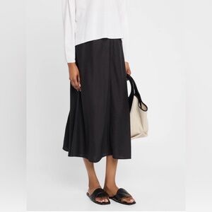 EILEEN FISHER Skirt Irish Linen A Line Midi SMALL Lagenlook Minimalist Bias Boho